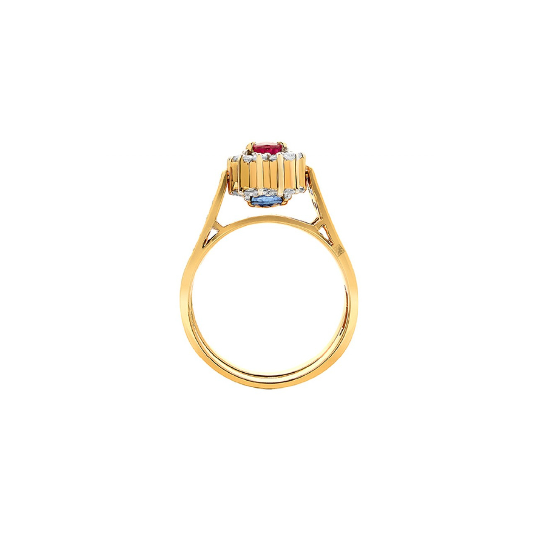 Two Stone Reversable Ring (Ruby and Blue Sapphire)