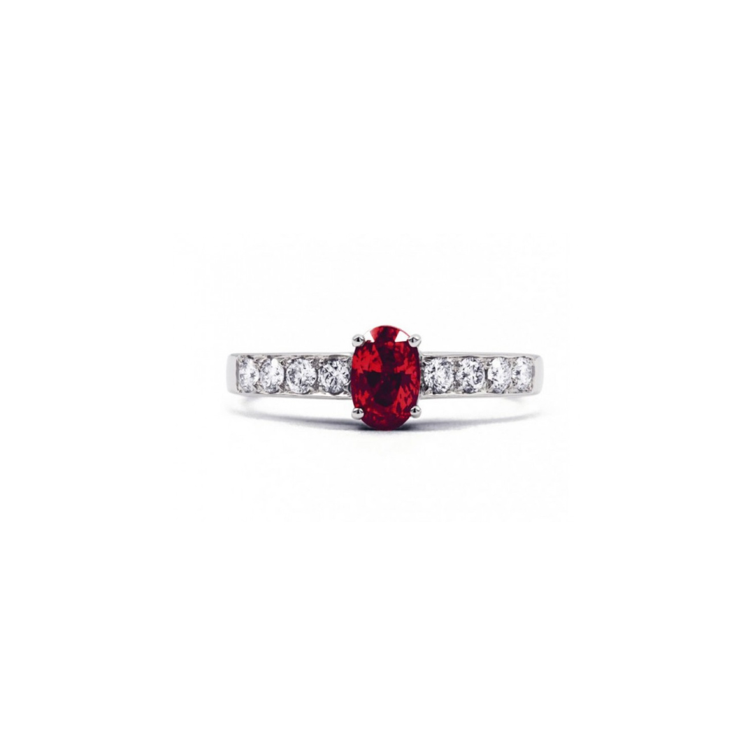 Ruby Ring with Side Diamonds