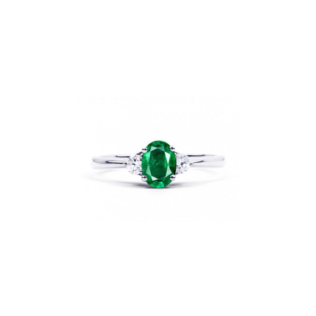 Oval Shape Emerald and Diamond Ring