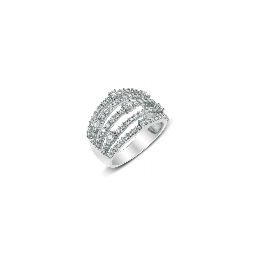 Multi-Row Diamond Cluster Ring