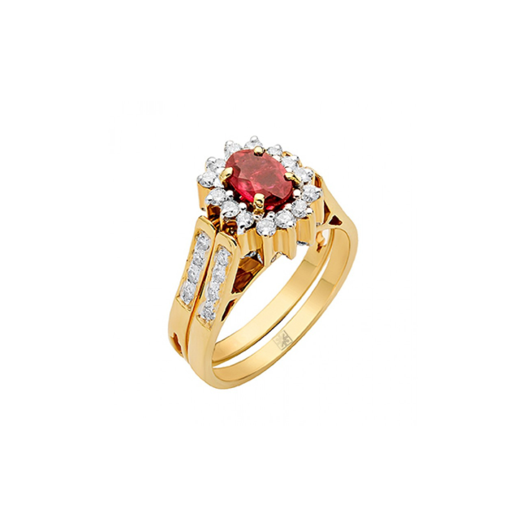 Two Stone Reversable Ring (Ruby and Blue Sapphire)