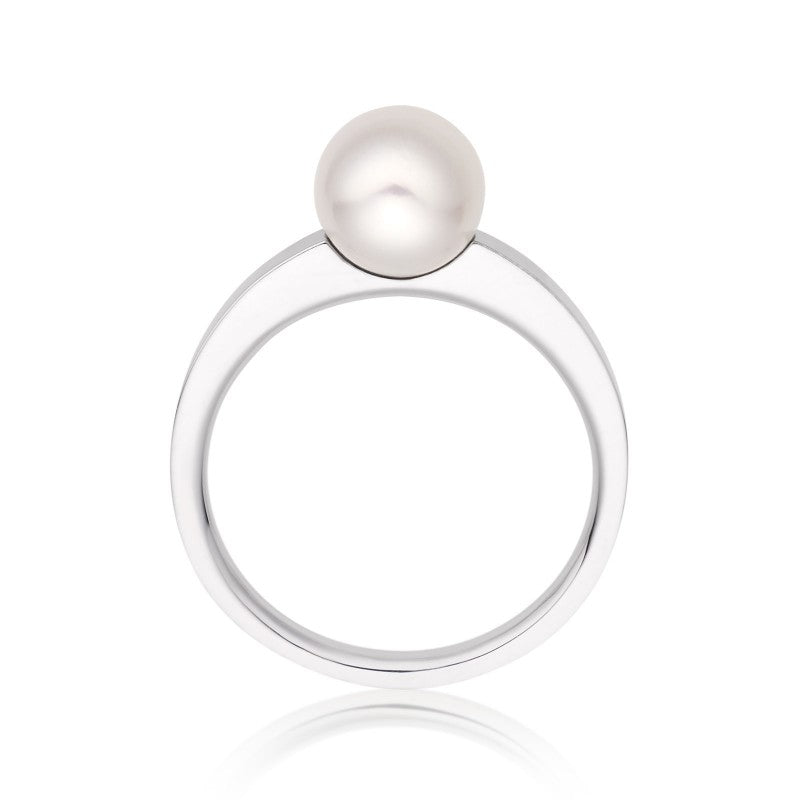 Freshwater pearl ring made in 14k white gold