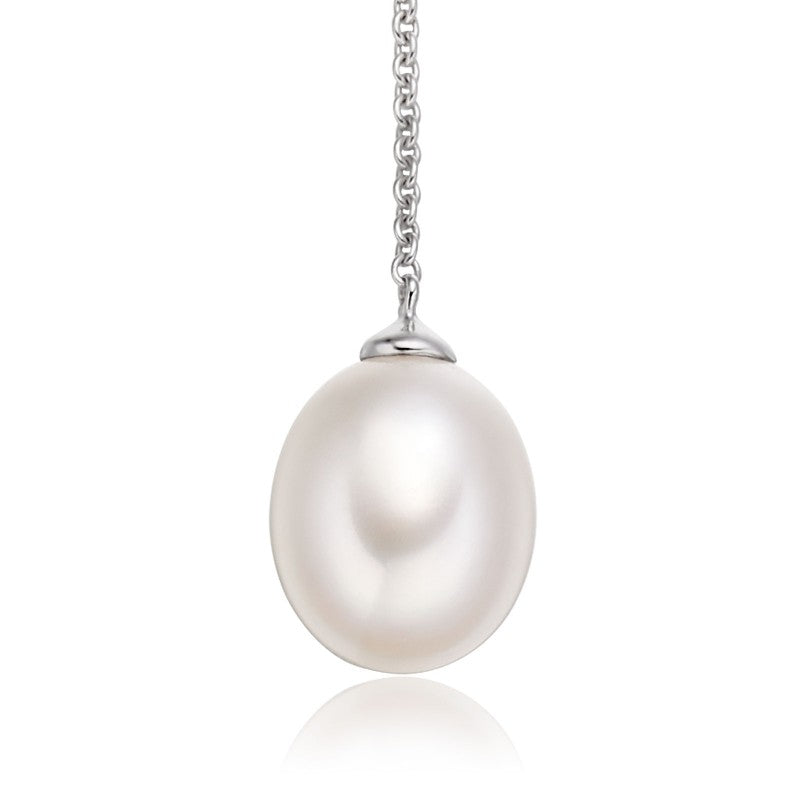 Freshwater single pearl lariat chain necklace