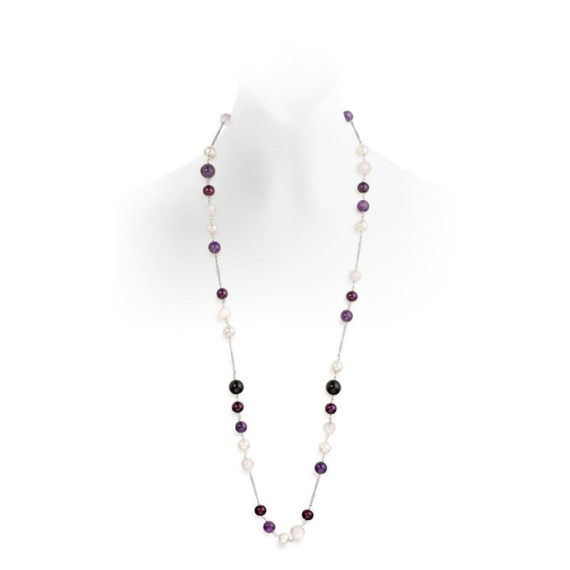 Long colored pearl necklace