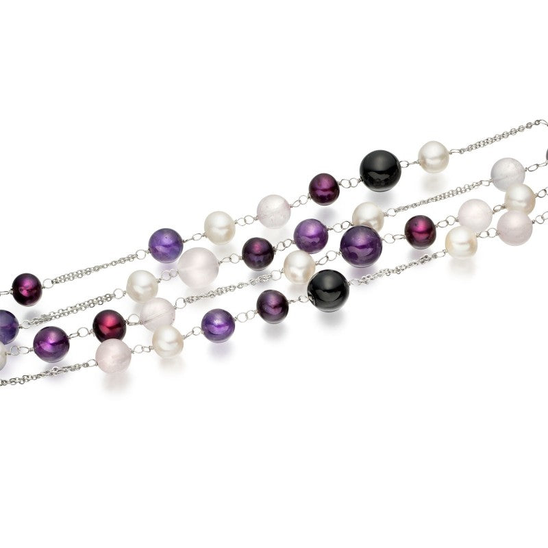 Long colored pearl necklace