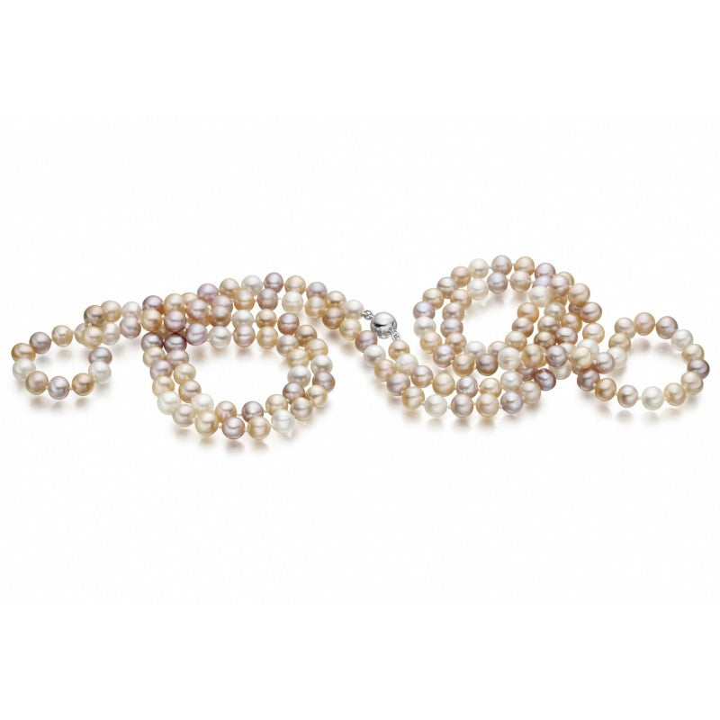 South sea double line pearl necklace, knotted lariat