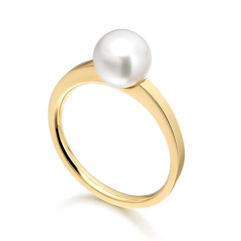 Freshwater pearl ring made in 14k yellow gold