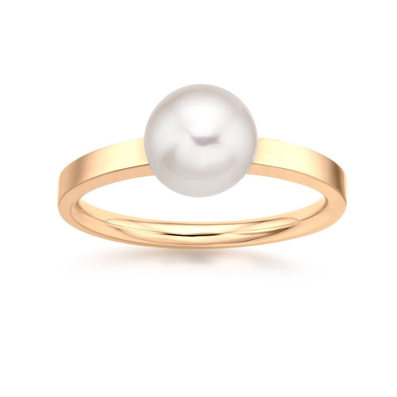 Freshwater pearl ring made in 14k yellow gold