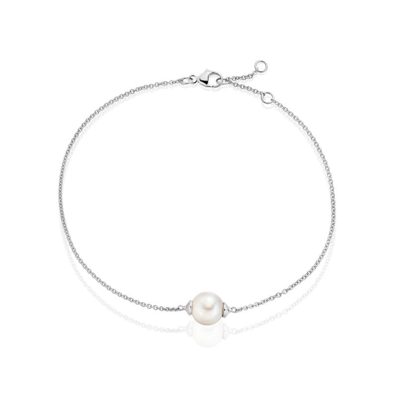 Single freshwater pearl bracelet in white gold