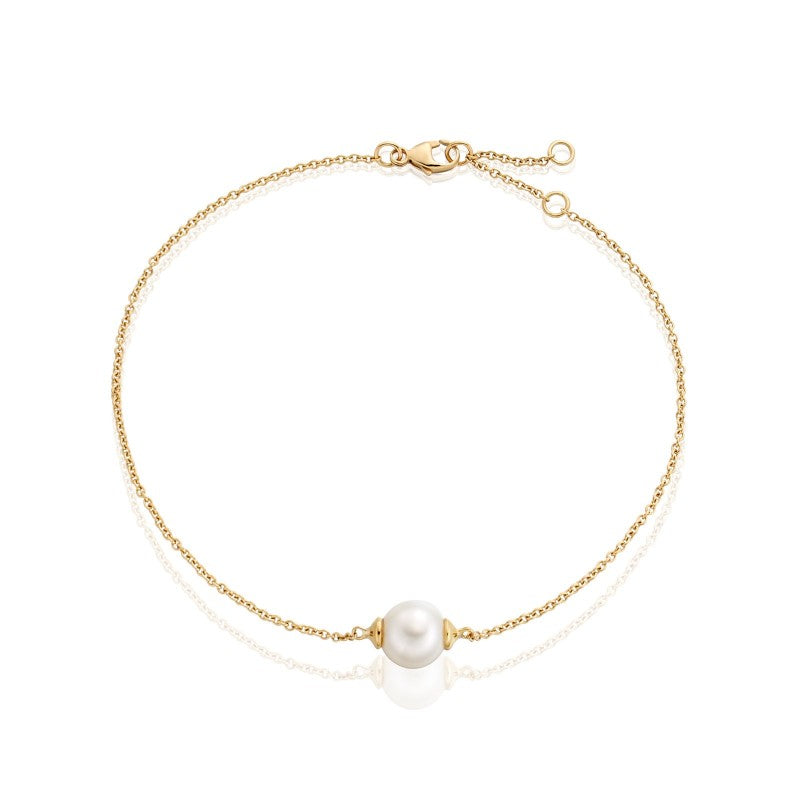 Single freshwater pearl bracelet in yellow gold