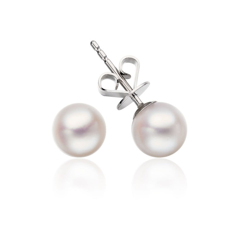 Freshwater pearl studs made in 14k white gold