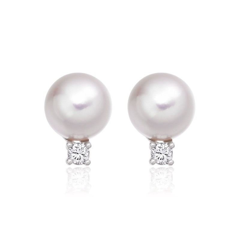 Freshwater pearl with diamond drop earring