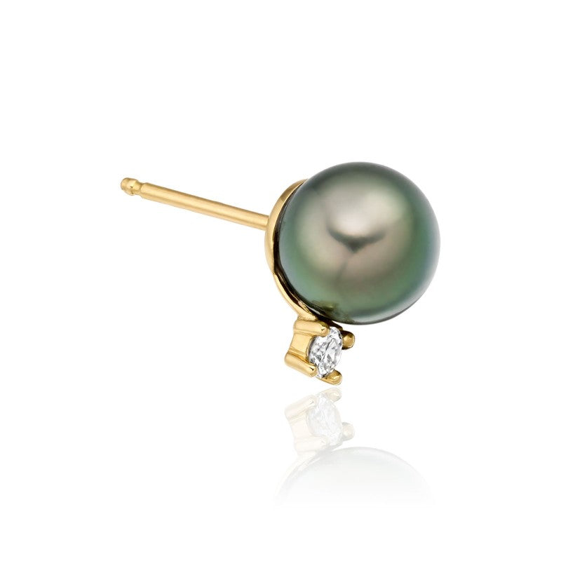 Tahitian pearl with diamond drop earring