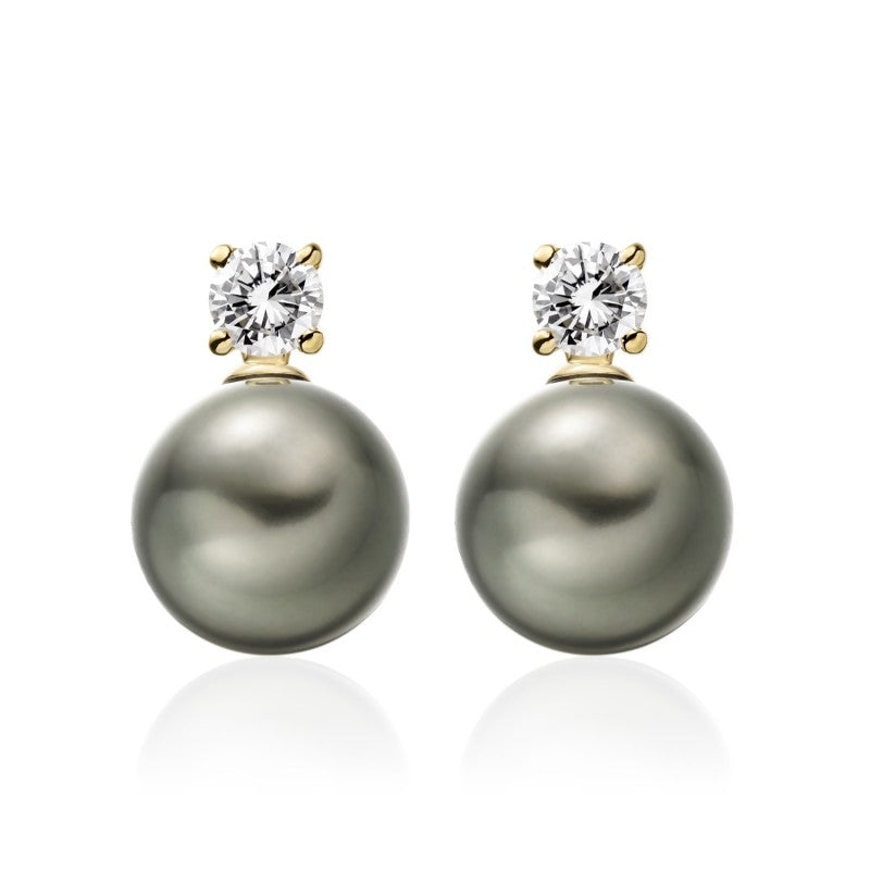 Diamond with Tahitian pearl drop earring