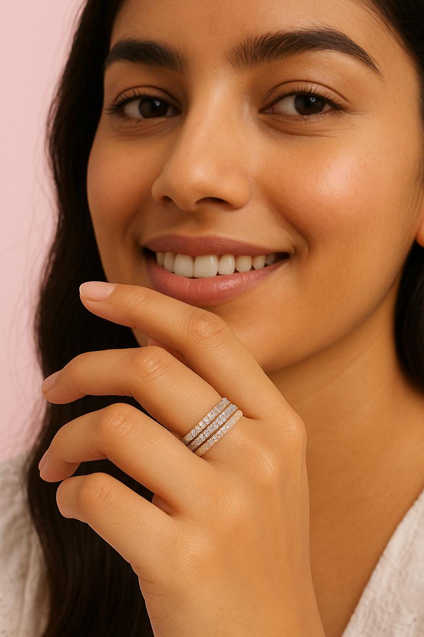 Tri-Colour Linked Diamond Ring