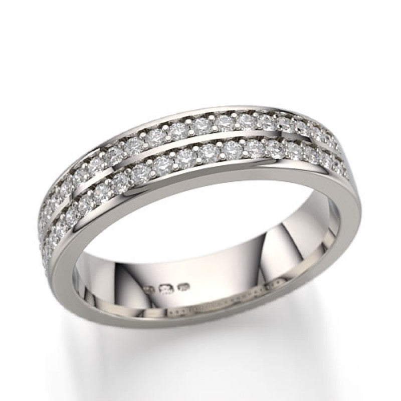 Two Row Diamond Eternity Engagement Band