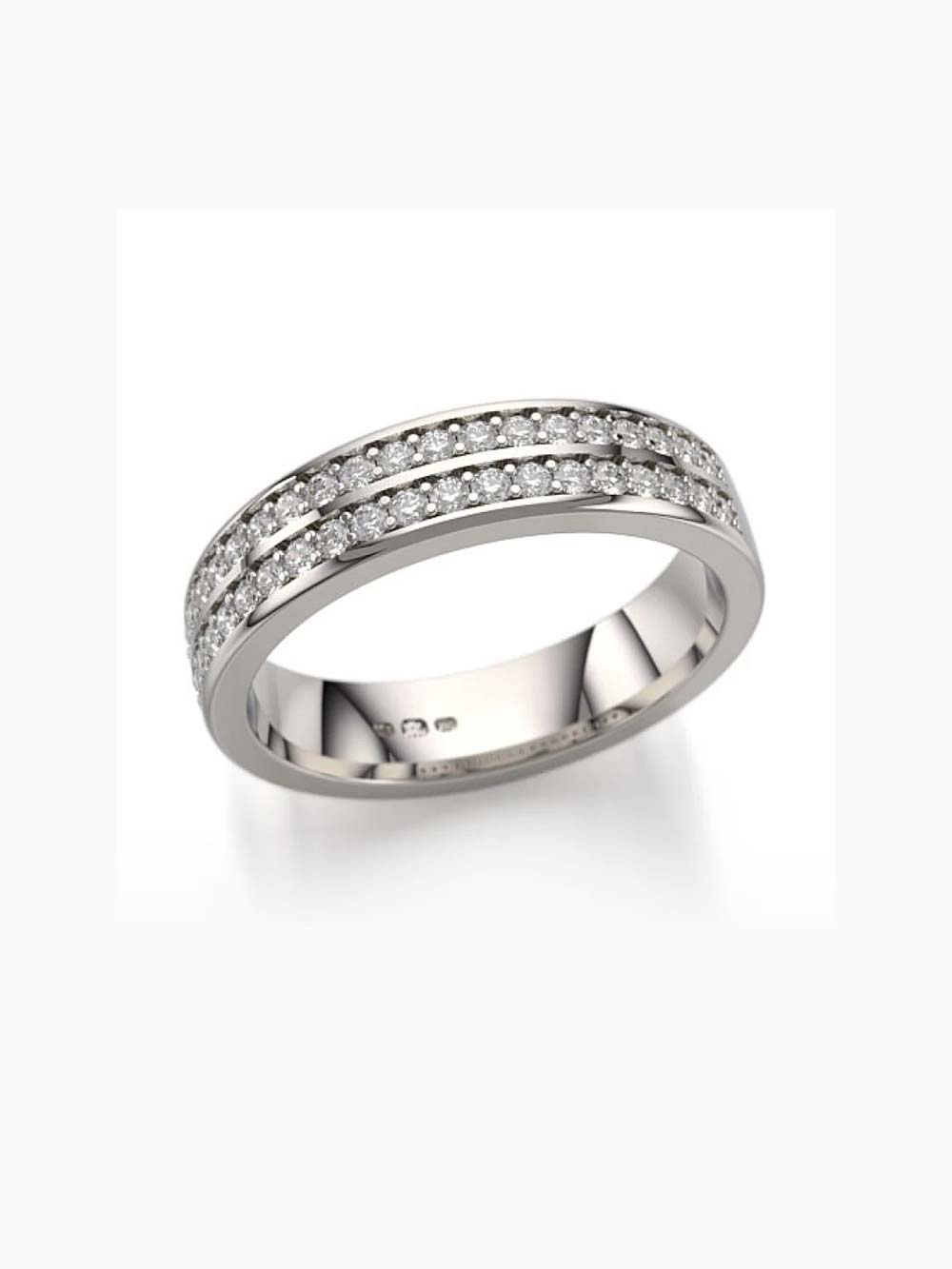 Two Row Diamond Eternity Engagement Band